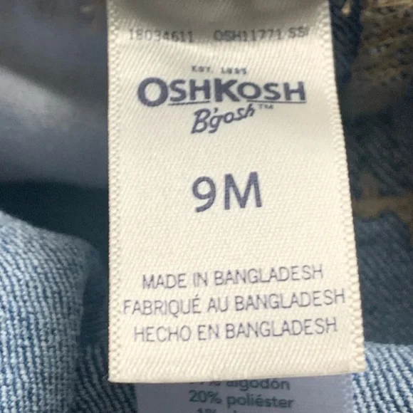 Oshkosh B’gosh Girls Size 9 Months Denim Overalls Embroidered Flowers - Picture 7 of 9